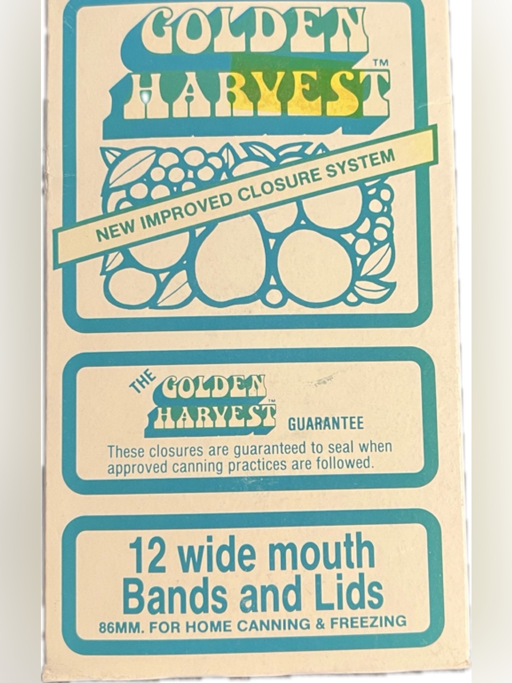 🔴New sealed Box Golden Harvest Wide Mouth Bands  Lids Canning 12 Count